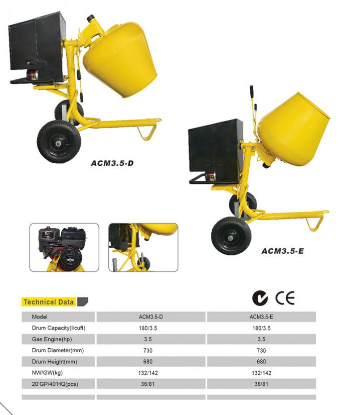 Miscelatore di cemento elettrico arancio del miscelatore di cemento di certificazione 150l del CE 0