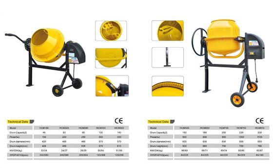 Semisecco giallo elettrico di medie dimensioni della macchina 6.5HP della betoniera